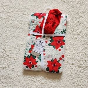 New Honest Baby Organic Newborn girl Swaddle Blanket & Headband Gift Set 2pk